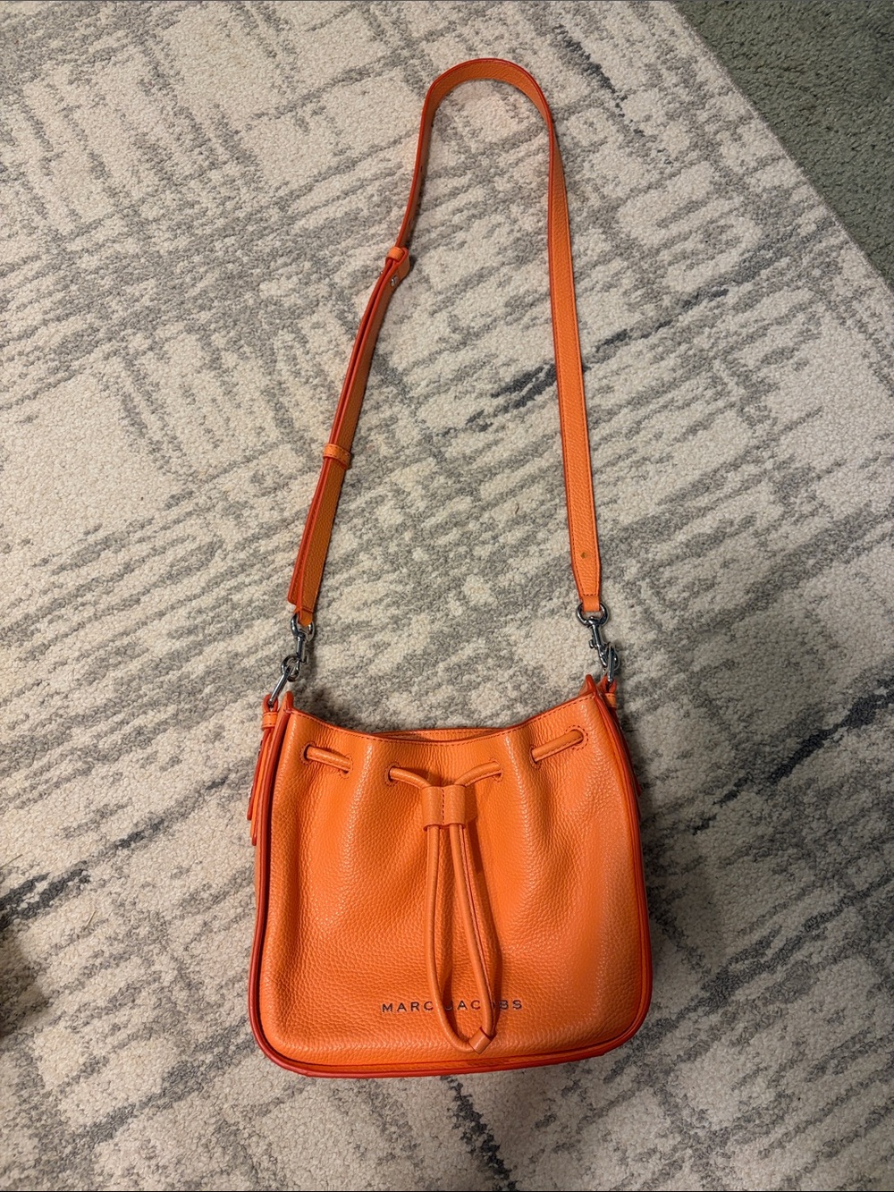 Marc Jacobs Orange Pebbled Drawstring Crossbody
